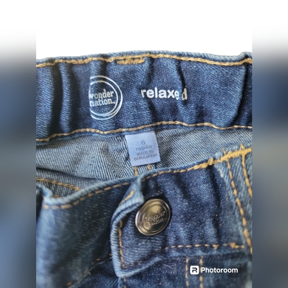 Boys Wonder Nation Denim Blue Jeans Size 6 Relaxed Adjustable Waist - Picture 2 of 4